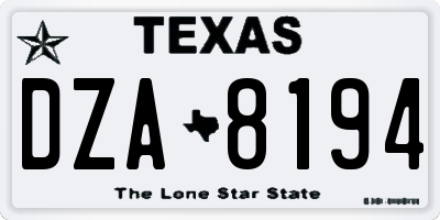 TX license plate DZA8194