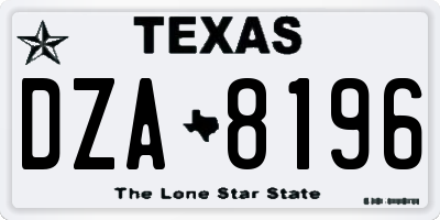 TX license plate DZA8196
