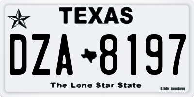 TX license plate DZA8197