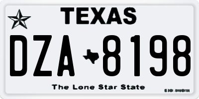 TX license plate DZA8198