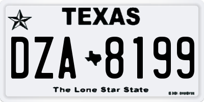TX license plate DZA8199