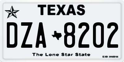 TX license plate DZA8202