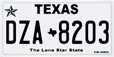 TX license plate DZA8203