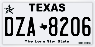 TX license plate DZA8206