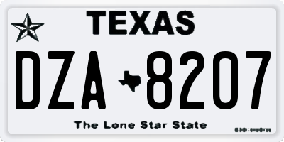 TX license plate DZA8207