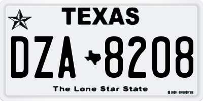 TX license plate DZA8208