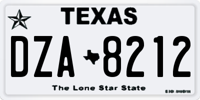 TX license plate DZA8212
