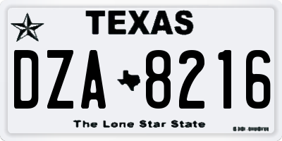 TX license plate DZA8216
