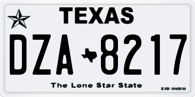 TX license plate DZA8217