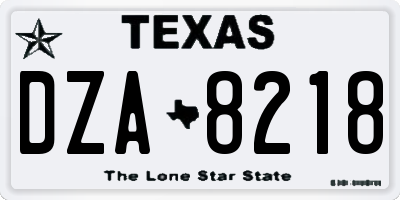 TX license plate DZA8218