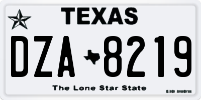 TX license plate DZA8219