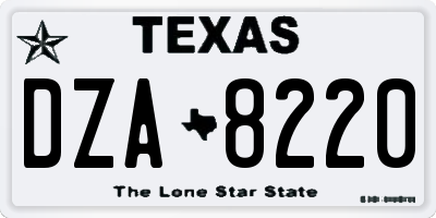 TX license plate DZA8220