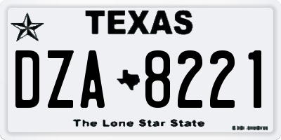 TX license plate DZA8221