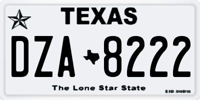 TX license plate DZA8222