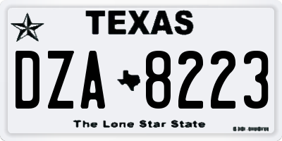 TX license plate DZA8223