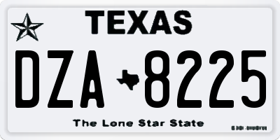 TX license plate DZA8225