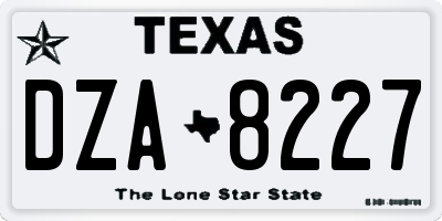 TX license plate DZA8227