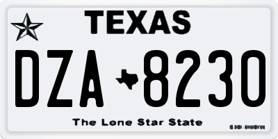 TX license plate DZA8230