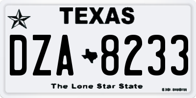 TX license plate DZA8233