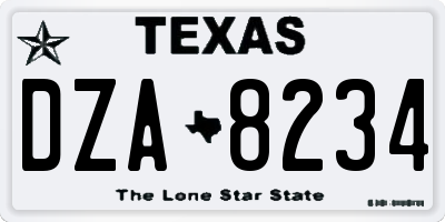 TX license plate DZA8234
