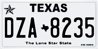 TX license plate DZA8235