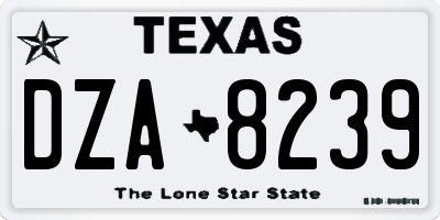 TX license plate DZA8239