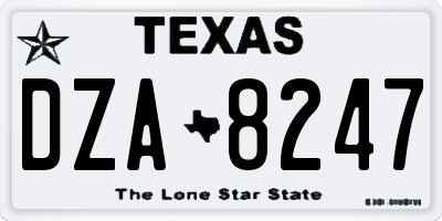 TX license plate DZA8247