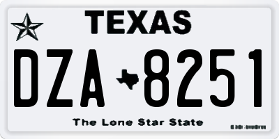 TX license plate DZA8251