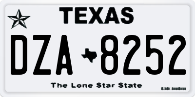 TX license plate DZA8252