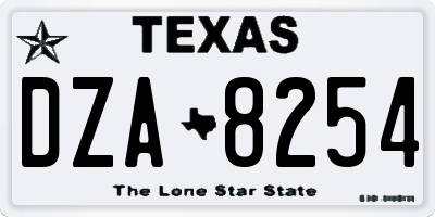 TX license plate DZA8254