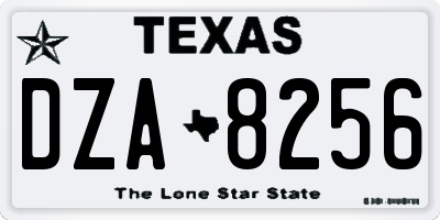 TX license plate DZA8256