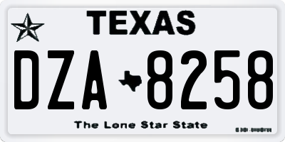 TX license plate DZA8258
