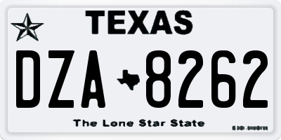TX license plate DZA8262
