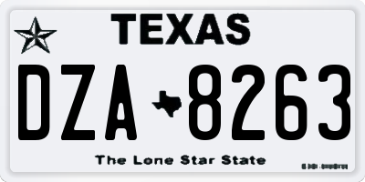 TX license plate DZA8263