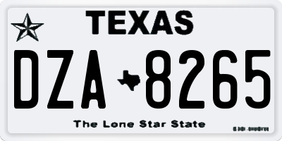 TX license plate DZA8265