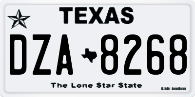 TX license plate DZA8268