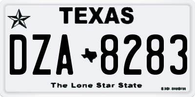 TX license plate DZA8283