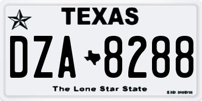 TX license plate DZA8288