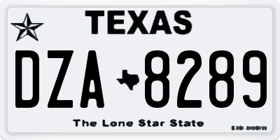 TX license plate DZA8289