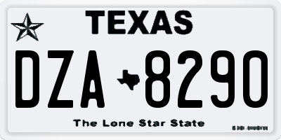TX license plate DZA8290
