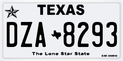 TX license plate DZA8293