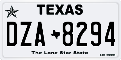 TX license plate DZA8294