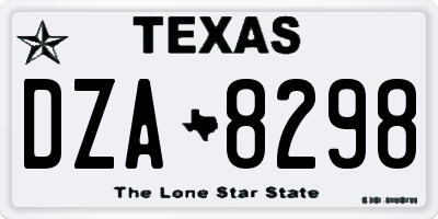 TX license plate DZA8298
