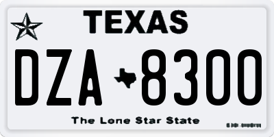 TX license plate DZA8300