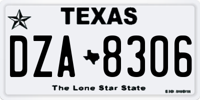 TX license plate DZA8306