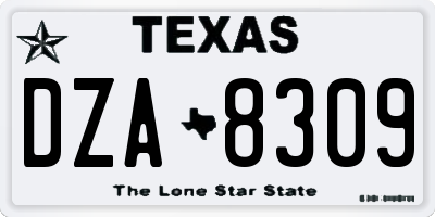 TX license plate DZA8309