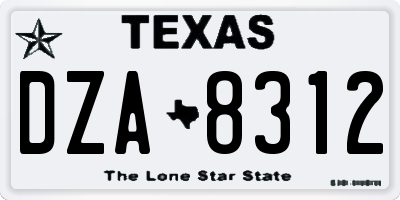TX license plate DZA8312