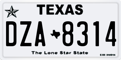 TX license plate DZA8314
