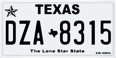 TX license plate DZA8315