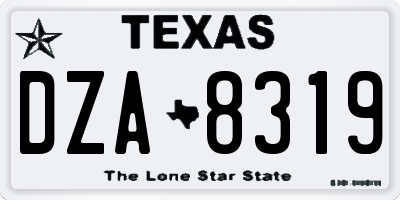 TX license plate DZA8319